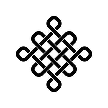endless tibetan eternal knot symbol tattoo logo isolated on white background. vector illustration.	