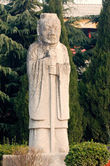 Fototapeta premium Qianling Mausoleum, Shaanxi, China. Guardian soldier on spirit path to tomb of Tang Dynasty emperor Li Zhi and empress Wu Zetian
