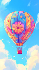 Obraz premium Colorful Hot Air Balloon in Blue Sky