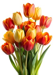 Naklejka premium Vibrant Orange and Yellow Tulips Spring Bouquet Flowers