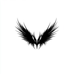 Obraz premium Black wings, abstract design, isolated on white background, symbol for freedom, use for graphics