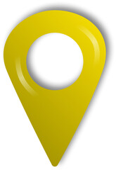 Location marker with transparent background and shadow, yellow.