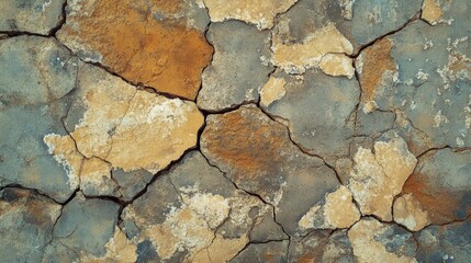 Obraz premium Textured Cracked Surface with Earthy Tones and Unique Patterns