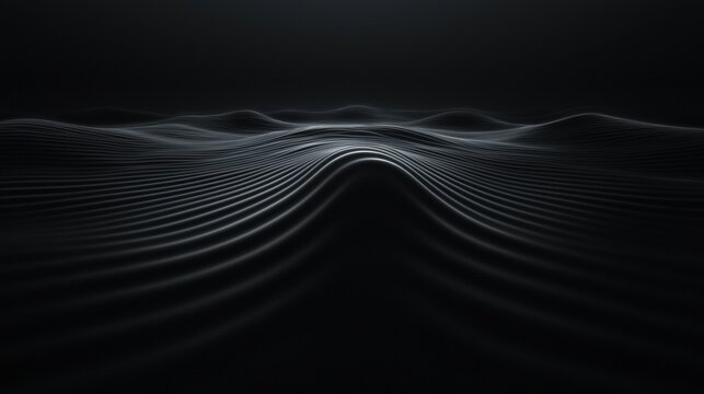 A black and white image of a wave with a dark background