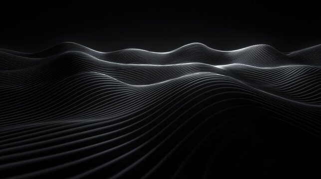 A black and white image of a wave with a lot of dots