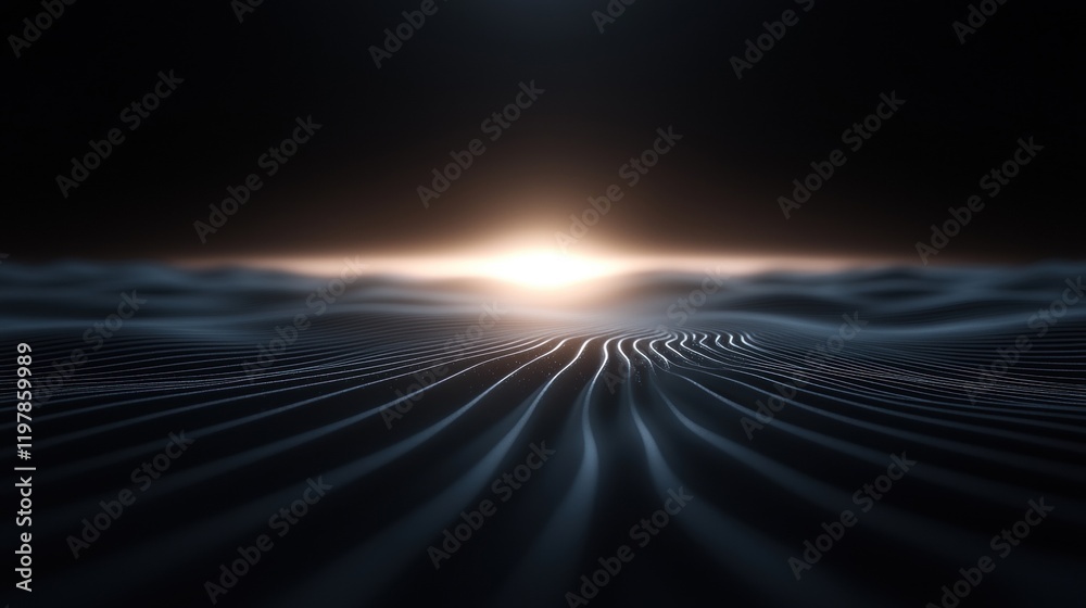 Canvas Prints a black and white image of a wave with a sun in the background