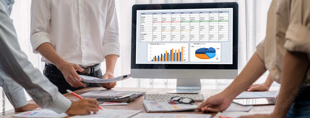 Leinwandbilder business data dashboard provide business intelligence analytic for marketing strategy planning brisk