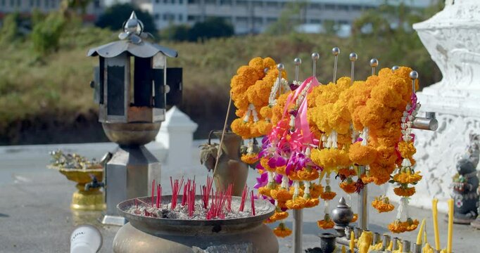 Flowers that different people bring to worship to pray for blessings.Flowers represent worship.It is believed that if fresh and new flowers are brought to make a wish it will make our life beautiful.