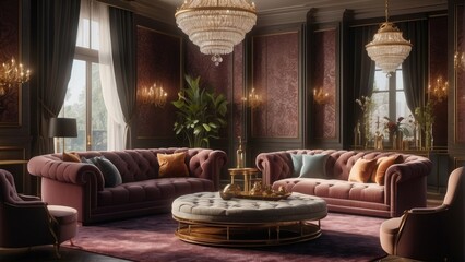 Beautiful living room with japanese style elements