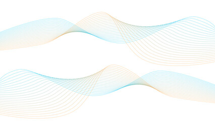 Vector curvy abstract line art wavy flowing dynamic colorful white background in concept music or sound, wave, wind, information flow