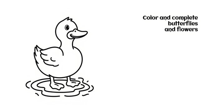Cute duck coloring page for children's activity.