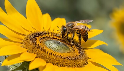 Honeybee on Sunflower: A Vibrant Summer Close-up