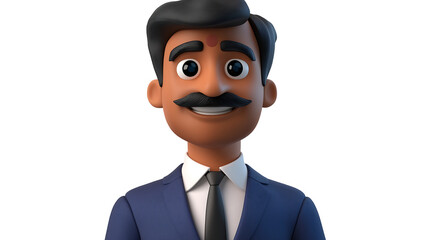 Fun 3D cartoon illustration an indian businessman on transparent background