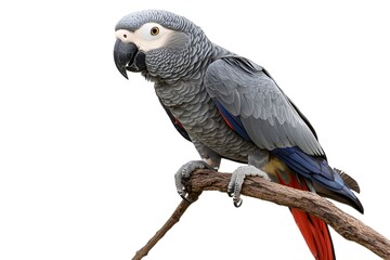 Obraz premium African Grey Parrot Isolated on White Background.