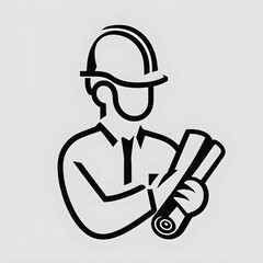 Vector of a worker carrying a blueprint.
