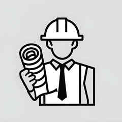 Vector of a worker carrying a blueprint.