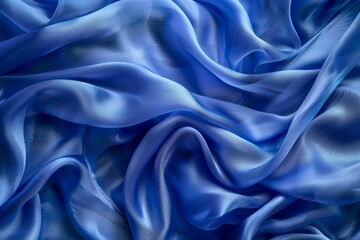 Fototapeta premium Image of Blue silk fabric drapery material. Texture for background usage