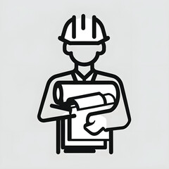 Vector of a worker carrying a blueprint.
