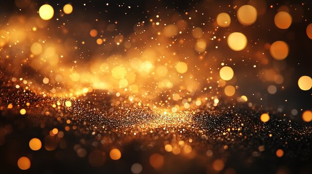 glitter gold dust floating in air scattered around, abstract gold background festive magical vibes