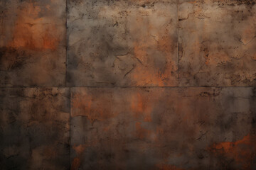 Processed collage of orange rust metal surface texture. Background for banner, backdrop or texture