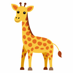 Fototapeta premium Cute cartoon giraffe isolated on white background. Side view. Vector illustration.