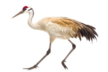 Crane Bird Isolated on White Background.