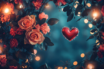Romantic floral design for Valentine's Day under soft evening lights
