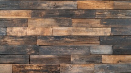 Naklejka premium Rustic Wooden Wall Panels with Varied Textures and Rich Colors