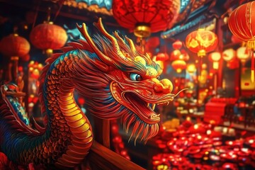 Fototapeta premium A festive atmosphere showcasing traditions of Chinese New Year