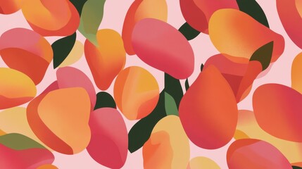 A Delightful Abstract Mango Pattern Design, a Fresh and Vibrant Tropical Fruit Illustration