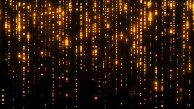 Digital rain effect, showcasing a cascading waterfall of glowing binary code, reminiscent of the iconic Matrix movie scene