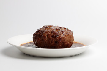 日本のデミグラスハンバーグ 横