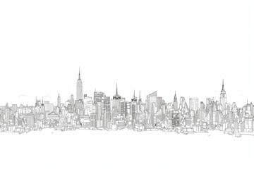 Fototapeta premium A minimalist line drawing of a city skyline featuring iconic buildings.