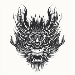 Obraz premium Black dragon head illustration on white background for fantasy art, decoration, and graphic design