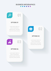 Vertical progress bar featuring 3 arrow-shaped elements, symbolizing the three stages of business strategy and progression. Clean timeline infographic design template. Vector for mobile presentation.