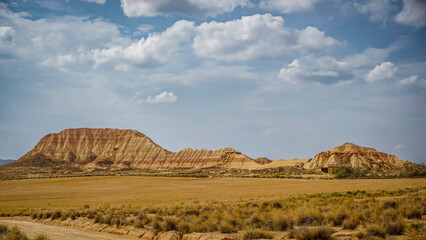 Bardenas Reales Natural Park, an extensive desert region located in the province of Navarra, with imposing canyons, limestone cliffs and rocky outcrops