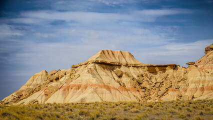 Bardenas Reales Natural Park, an extensive desert region located in the province of Navarra, with imposing canyons, limestone cliffs and rocky outcrops