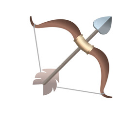 Gradient brown bow and arrow icon, sport of archery