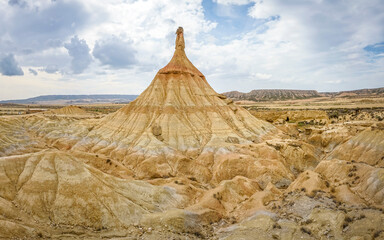 Bardenas Reales Natural Park, an extensive desert region located in the province of Navarra, with...