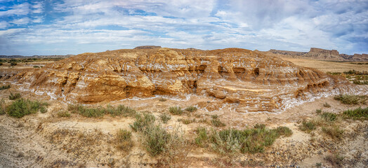 Bardenas Reales Natural Park, an extensive desert region located in the province of Navarra, with imposing canyons, limestone cliffs and rocky outcrops