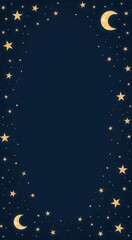 Naklejka premium Starry night sky with stars and moon in the middle