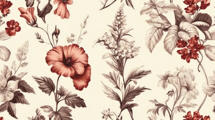 This collection features flowers and leaves rendered in muted colors.