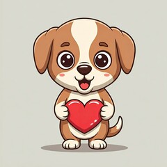 Fluffy Puppy with Love Symbol