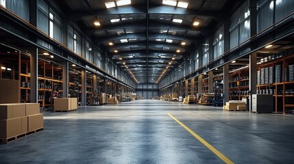 Fototapeta premium A spacious warehouse interior showcasing industrial design.