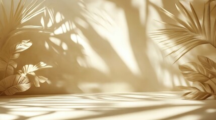 Spacious room featuring soft shadows and organic elements.