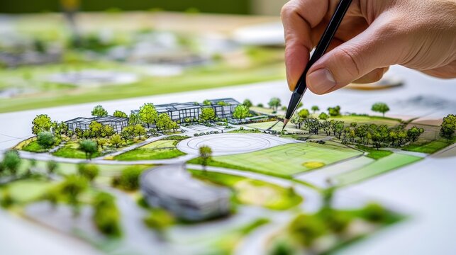 Hand-drawn layout plan for home landscape design.