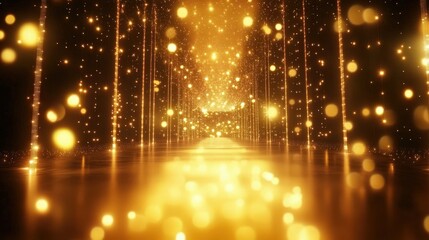 Luxurious Golden Stage with Glittering Lights