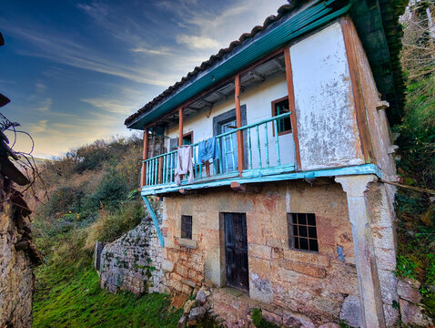 Santo Adriano del Monte village, uninhabited since 1981, Grado municipality, Asturias, Spain