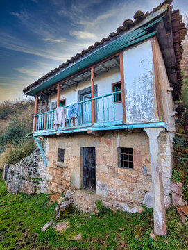 Santo Adriano del Monte village, uninhabited since 1981, Grado municipality, Asturias, Spain