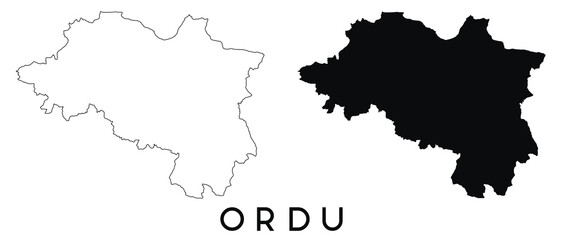Obraz premium Ordu Turkey map outline and black silhouette vector